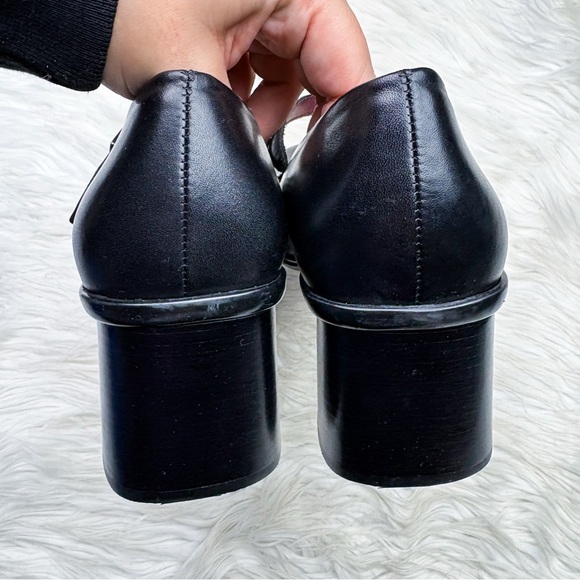 Y2K Vintage Bandolino Square Toe Mary Jane Chunky Block Heels Black Leather 10 - Picture 7 of 9